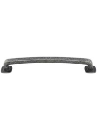 Belcastel Flat-Bottom Cabinet Pull - 6 1/4 inch Center-to-Center in Distressed Antique Silver.
